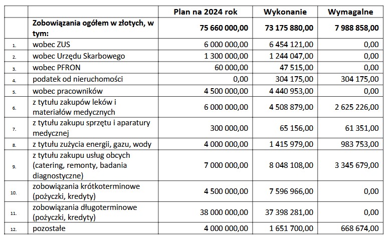 zadłużenie szpital wodzisław śląski 2024